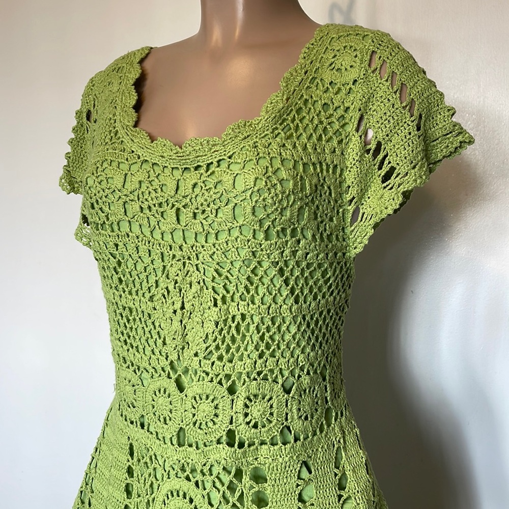 MIDNIGHT VELVET  CROCHETED 🧶 Green color Womens size MEDIUM DRESS